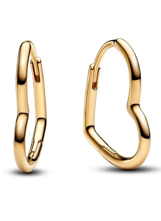 Pandora Moments Small asymmetric heart 14k gold-plated hoop earrings 268307C00