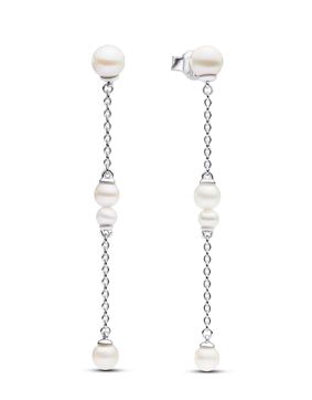 Pandora Timeless Sterling Silver shoulder-duster long pearl earrings 293152C01