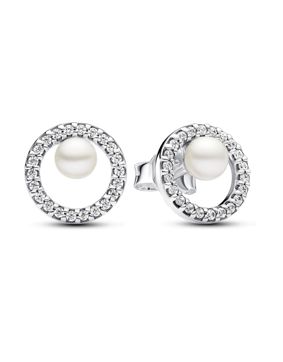 Pandora Timeless Sterling Silver Pave Halo pearl earrings 293154C01