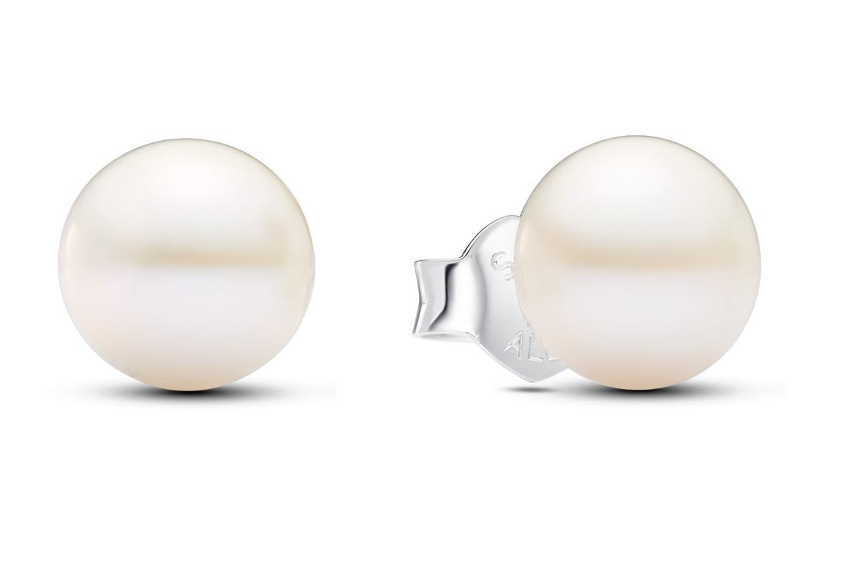 Pandora Timeless Sterling Silver white pearl earrings 7 mm 293169C01