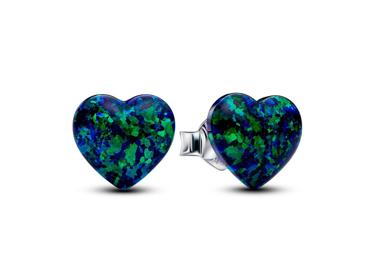 Pandora Moments Sterling silver Synthetic Opal Green heart