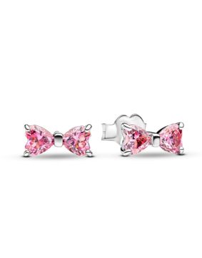 Pandora Timeless Bow earrings pink cz 293505C01