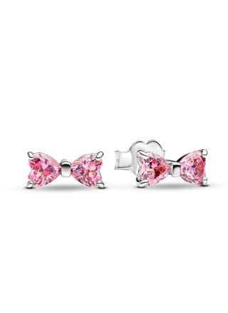 Pandora Timeless Bow earrings pink cz 293505C01
