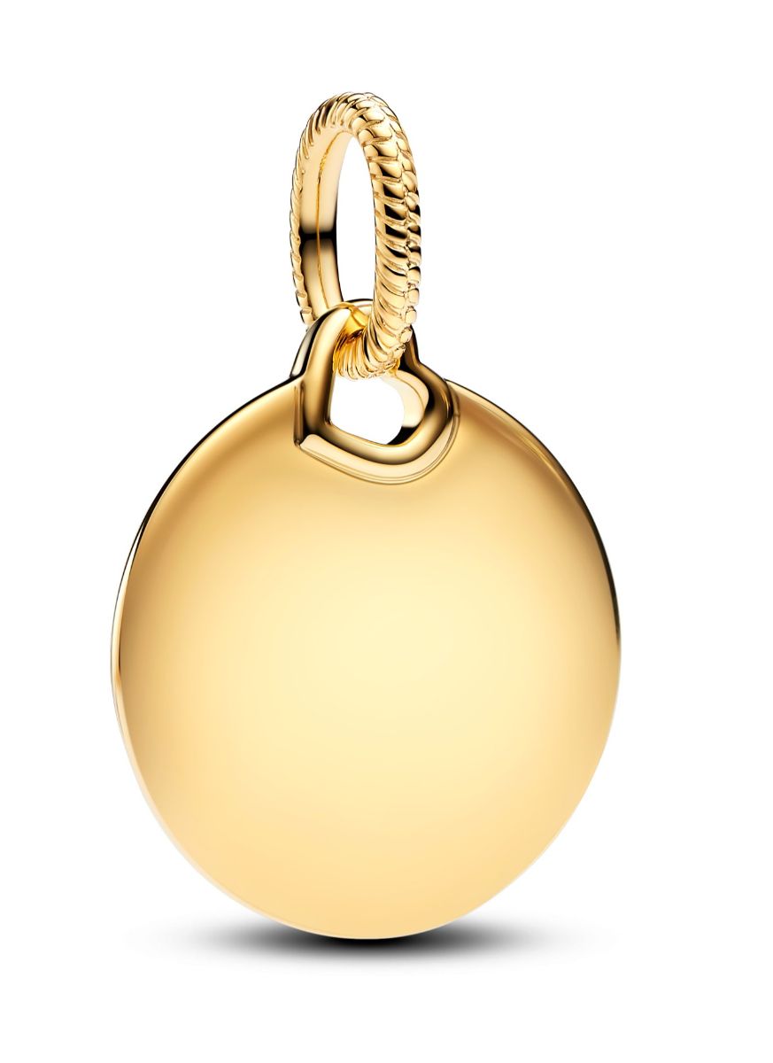 Pandora Moments Engravable round 14k gold-plated pendant 368610C00