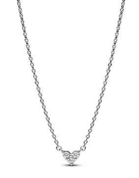 Pandora Timeless Triple Stone Heart Sterling silver heart necklace 393014C01-45