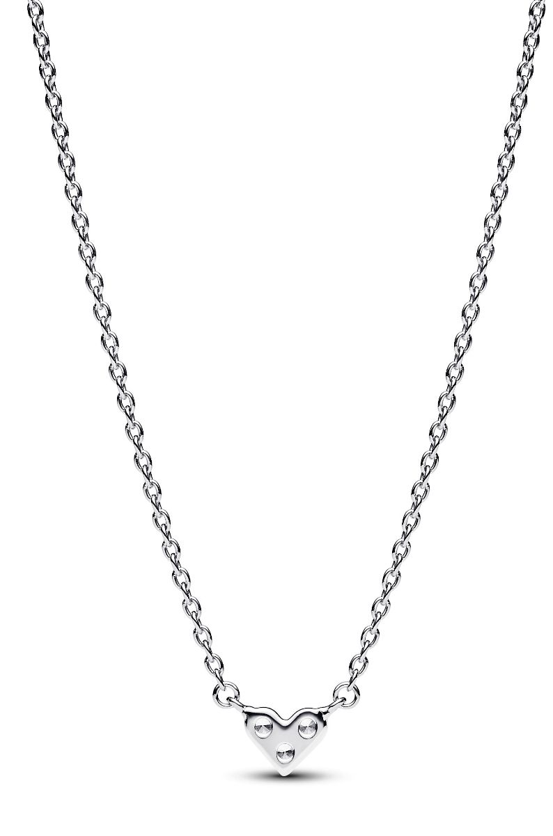 Pandora Timeless Triple Stone Heart Sterling silver heart necklace  393014C01-45 