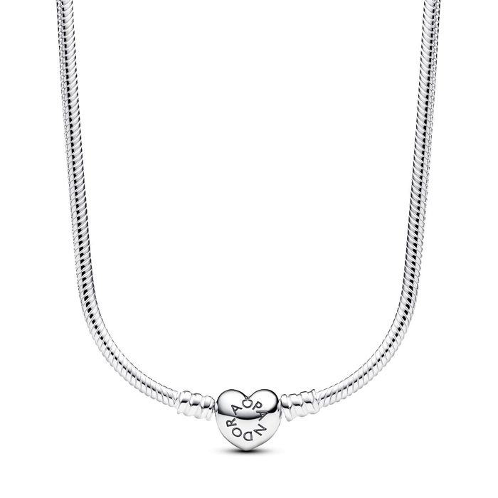 Pandora Moments Heart Clasp Snake Chain Necklace Sterling silver