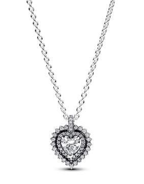 Pandora Timeless Sparkling Heart Halo Pendant Necklace Sterling silver necklace 393099C01-45
