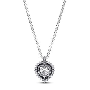 Pandora Timeless Sparkling Heart Halo Pendant Necklace Sterling