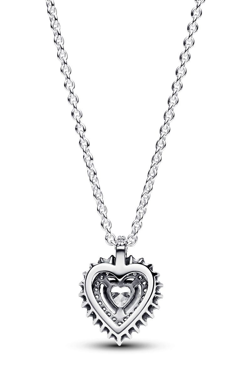 Pandora Timeless Sparkling Heart Halo Pendant Necklace Sterling