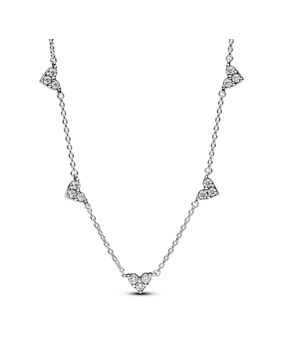 Pandora Timeless Tripple Stone heart station Sterling silver necklace 393160C01-45