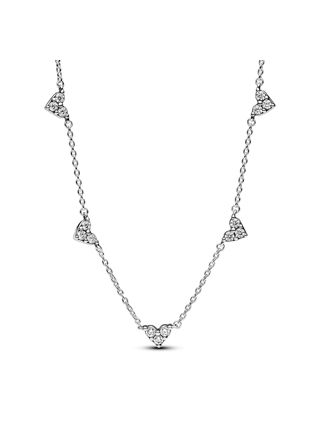 Pandora Timeless Tripple Stone heart station Sterling silver necklace 393160C01-45