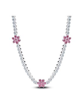 Pandora Timeless pink flower silver necklace 394561C01-40