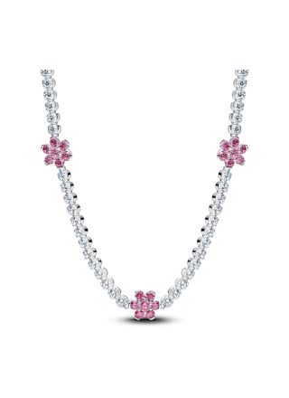Pandora Timeless pink flower silver necklace 394561C01-40