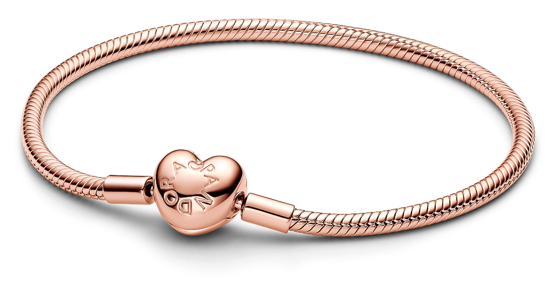 Pandora Moments rose-gold plated bracelet with heart clasp