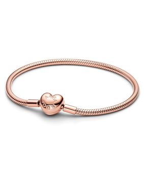 Pandora Moments rose-gold plated bracelet with heart clasp 583050C00