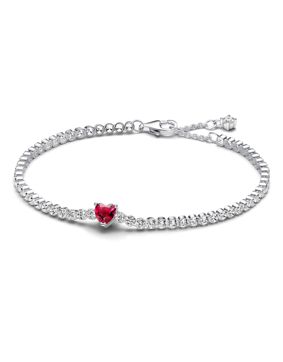 Pandora Timeless Red Sparkling Heart Sterling silver heart bracelet 590041C02