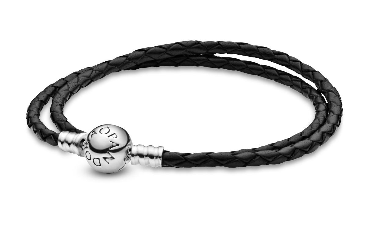 Pandora Moments Double Black Leather bracelet 590745CBK