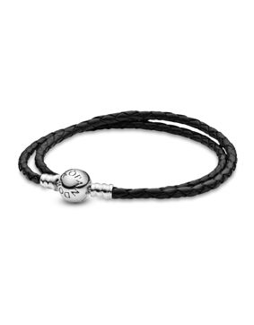 Pandora Moments Double Black Leather bracelet 590745CBK