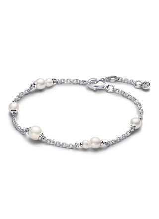 Pandora Timeless Pearl Station Chain Sterling Silver pearl bracelet 593172C01