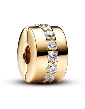 Pandora Moments 14k Gold-plated clip with clear cubic zirconia 761972C01