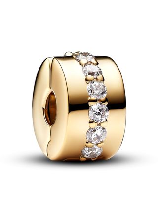 Pandora Moments 14k Gold-plated clip with clear cubic zirconia 761972C01