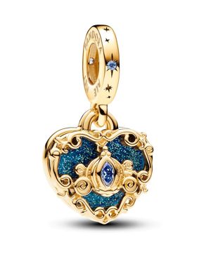 Pandora Disney x Pandora Cinderella’s Carriage & Heart Double Dangle Charm 14k Gold-plated charm 763072C01