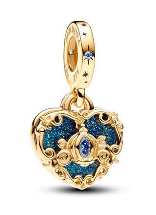 Pandora Disney x Pandora Cinderella’s Carriage & Heart Double Dangle Charm 14k Gold-plated charm 763072C01