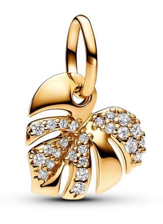 Pandora Moments 14k Gold-plated Cubic Zirconia Clear Sparkling Monstera Leaf charm 763349C01
