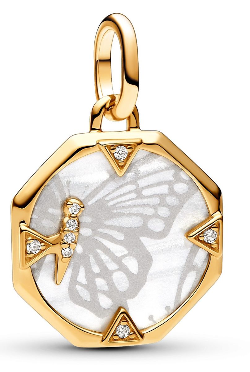 Pandora ME Butterfly Medallion Charm 14k Gold plated Mixed stone Clear charm 763366C01 watchesonline