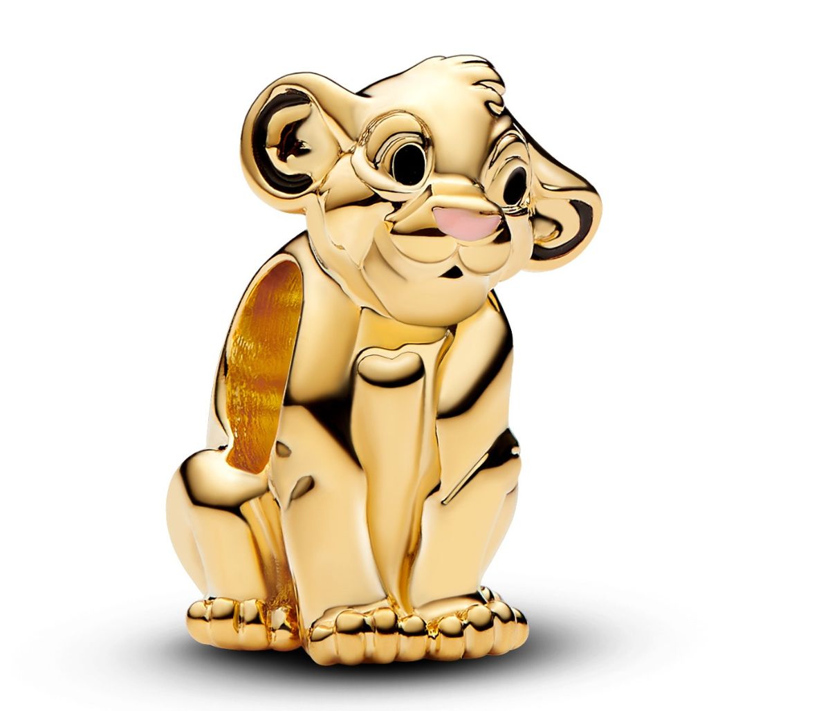 Pandora Disney x Pandora The Lion King Simba Charm 14k Gold plated Enamel Black charm 763376C01 watchesonline