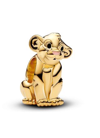 Pandora Disney x Pandora The Lion King Simba Charm 14k Gold-plated Enamel Black charm 763376C01