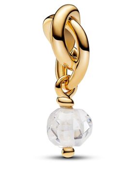 Pandora Moments 14k Gold-plated dangle Charm with clear cubic zirconia 763462C04