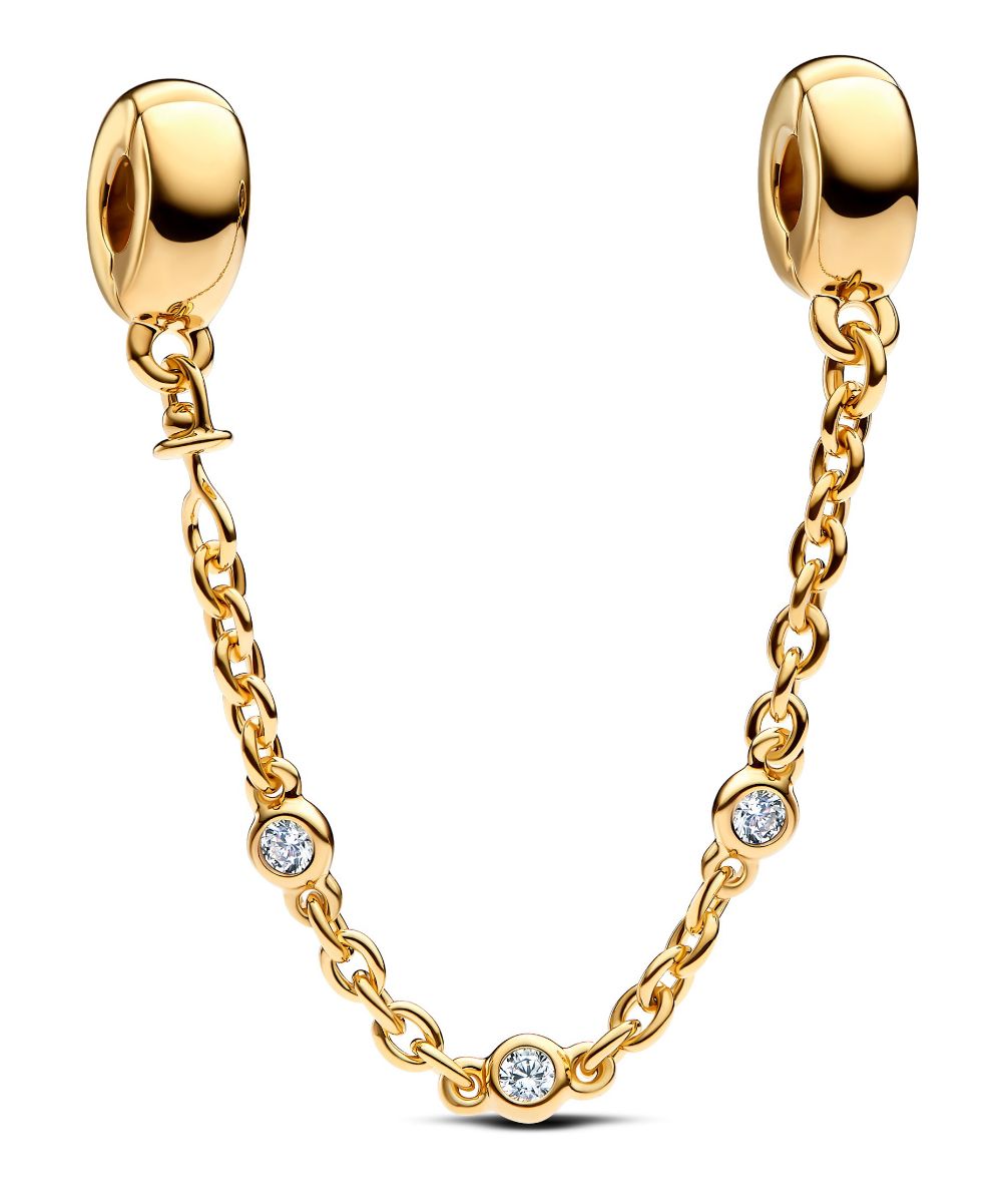 Pandora Moments 14k gold plated safety chain cz 763515C01-05