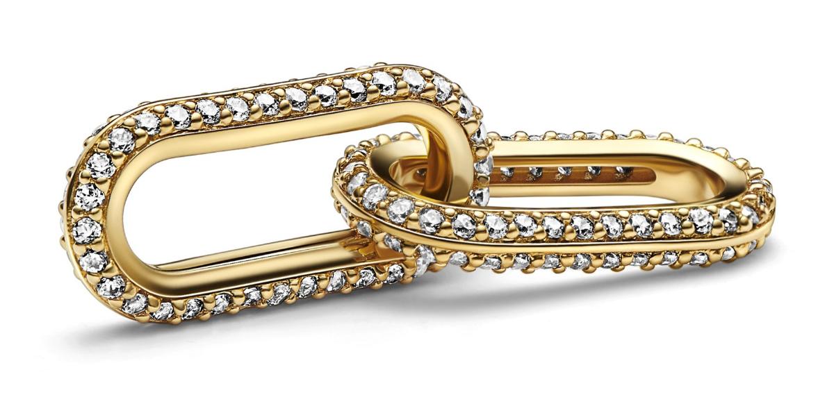 Pandora ME 14k Gold-Plates Double Link with Clear CZ charm 769660C01