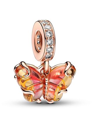 Pandora Moments Pink & Yellow Murano Glass Butterfly Dangle Charm 14k Rose gold-plated blend Pink charm 782698C01