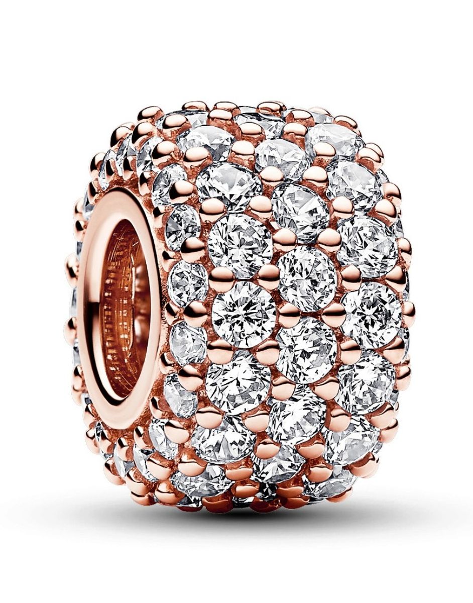 Pandora Moments Sparkling Pave Triple-row 14k Rose gold-plated charm 782820C01