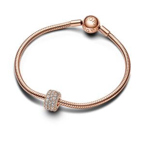 Pandora Moments Sparkling Pave Triple-row 14k Rose gold-plated