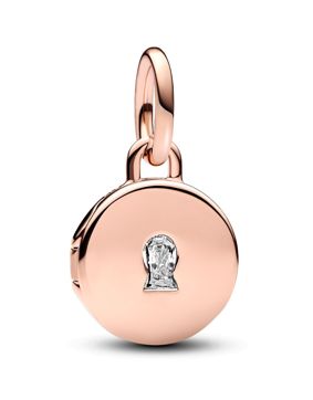 Pandora Moments Openable & Engravable Love Locket Dangle Charm 14k Rose gold-plated charm 783066C01