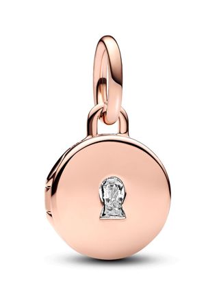 Pandora Moments Openable & Engravable Love Locket Dangle Charm 14k Rose gold-plated charm 783066C01