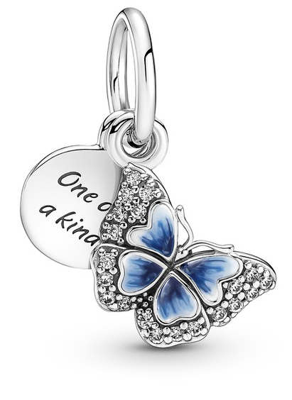 Pandora Moments Blue Butterfly & Quote charm dangle 790757C01