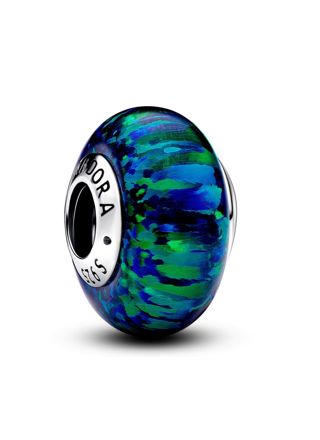 Pandora Moments Sterling silver Synthetic Opal Green charm 791691C04