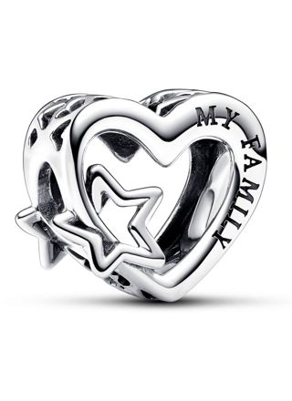 Pandora Moments Openwork Family Heart & Star sterling silver charm 792829C00