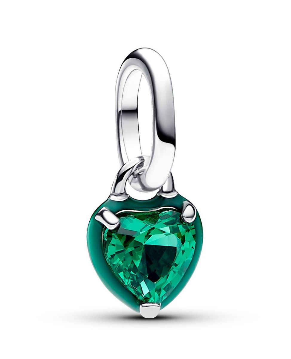 Pandora ME Green Chakra Heart Mini Dangle Charm Sterling silver Enamel Man-made crystal Green charm 793042C03