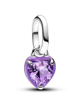 Pandora ME Purple Chakra Heart Mini Dangle Charm Sterling silver Enamel Man-made crystal Purple charm 793042C04