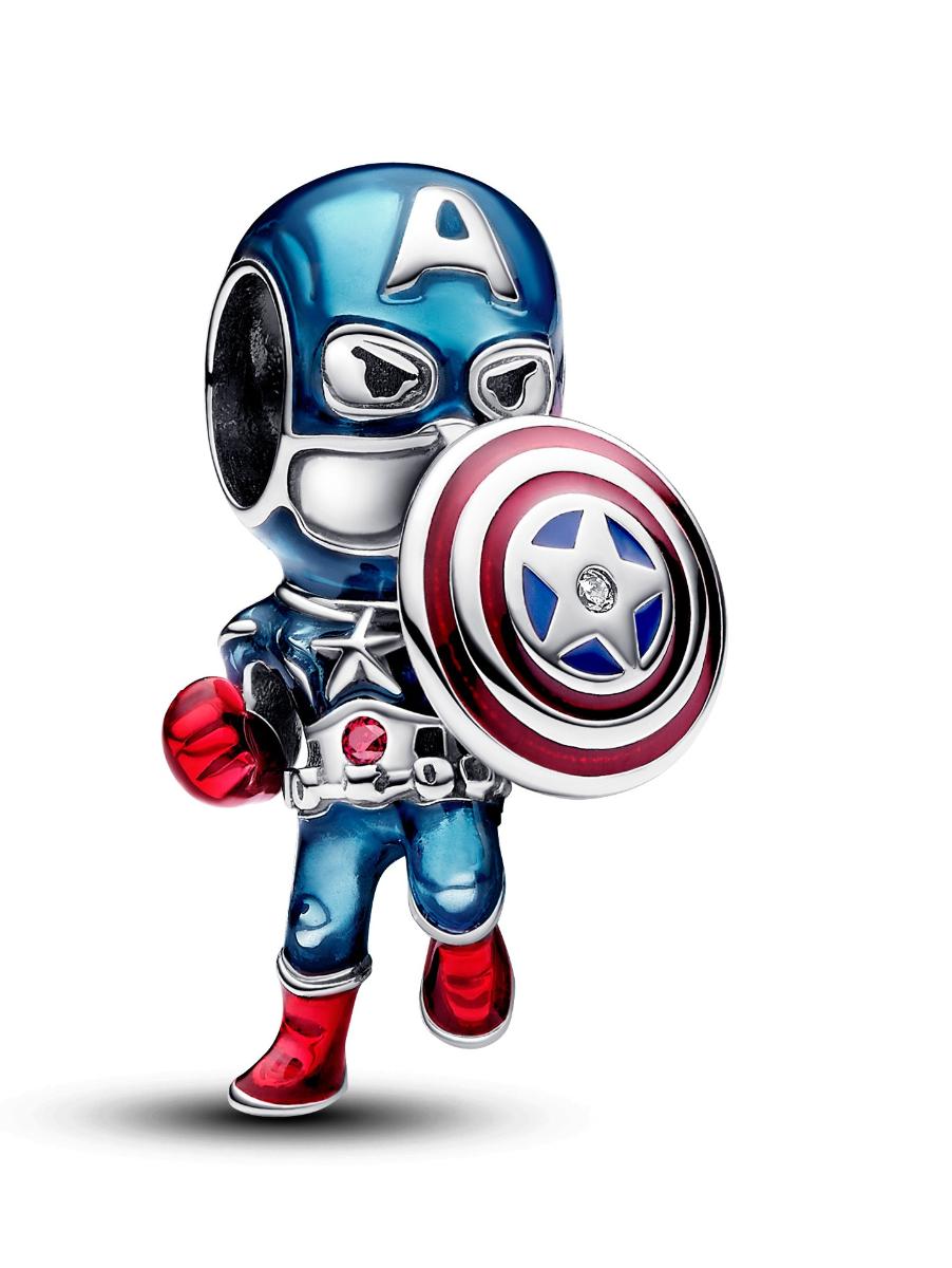 Pandora Marvel x Pandora Sterling Silver enamel Captain America charm 793129C01