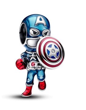 Pandora Marvel x Pandora Sterling Silver enamel Captain America charm 793129C01