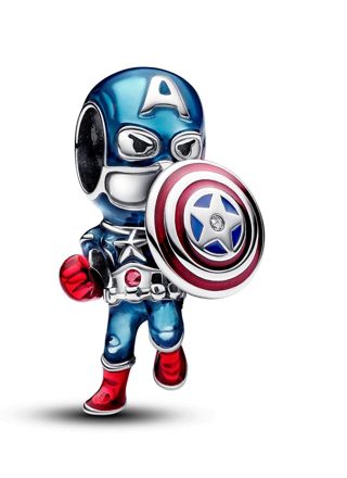 Pandora Marvel x Pandora Sterling Silver enamel Captain America charm 793129C01