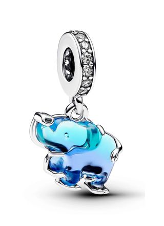 Pandora Moments Blue Murano Glass Elephant Sterling silver Glass Cubic Zirconia Blue charm 793339C01