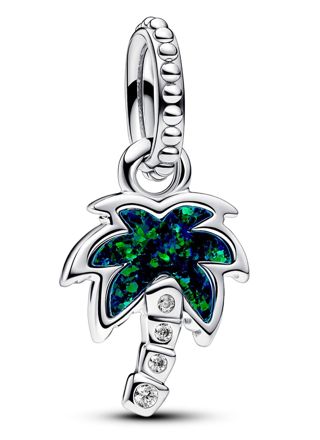 Pandora Moments Opalescent Green Palm Tree Sterling silver Mixed stone Green charm 793352C01